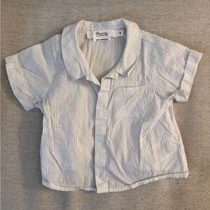 Bonpoint Striped Button-Down Shirt in White and Blue